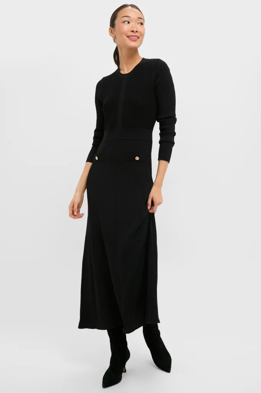 Pomander Place Black Knit Long Sleeve Gemma Dress